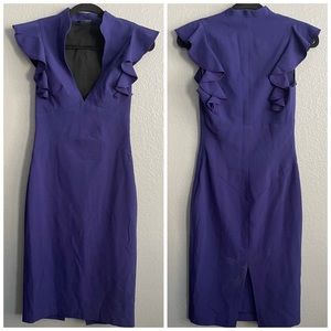 Black Halo V Neck Pencil Midi Dress